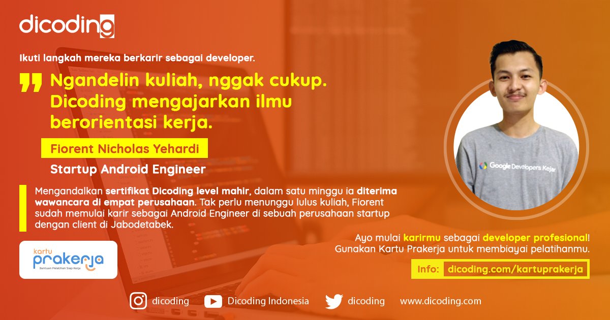 dicoding's tweet photo. Pilih belajar di tempat yang berorientasi karir
Di Dicoding, selesai belajar kamu bisa daftar loker di #dicodingjobs dgn 114+ mitra (ExxonMobil, IBM, Gojek, Telkom Indonesia, dsb)
Siap gunakan #kartuprakerja utk dalami skill berorientasi karir?
π https://t.co/o1xZt3UE9W https://t.co/sRz5M5WmbN