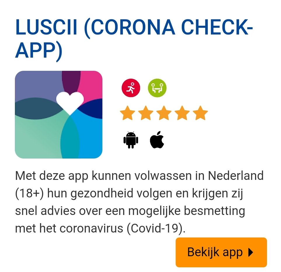 GGDAppStore's tweet photo. Nu onderzocht en in #GGDAppStore de #Luscii #CoronaCheck-app @olvg #CoronaApp Zie https://t.co/Moj3Mmi3I9 https://t.co/qvRp7e39O6