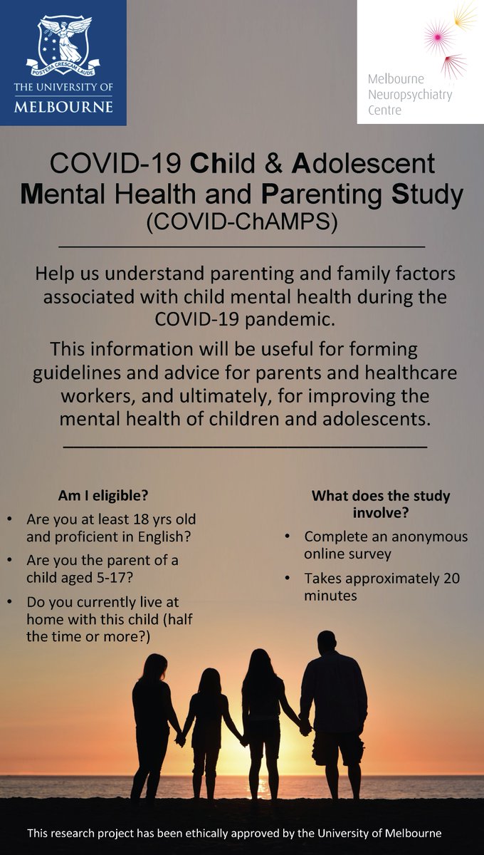 Parents with children aged 5-17, would love you to complete a 20 min survey that will help us understand family factors associated with child mental health during COVID-19. Link here: melbourneuni.au1.qualtrics.com/jfe/form/SV_1K… Please RT! <a href="/MNC_Psychiatry/">Melbourne Neuropsychiatry Centre</a>
 @SAND_MNC