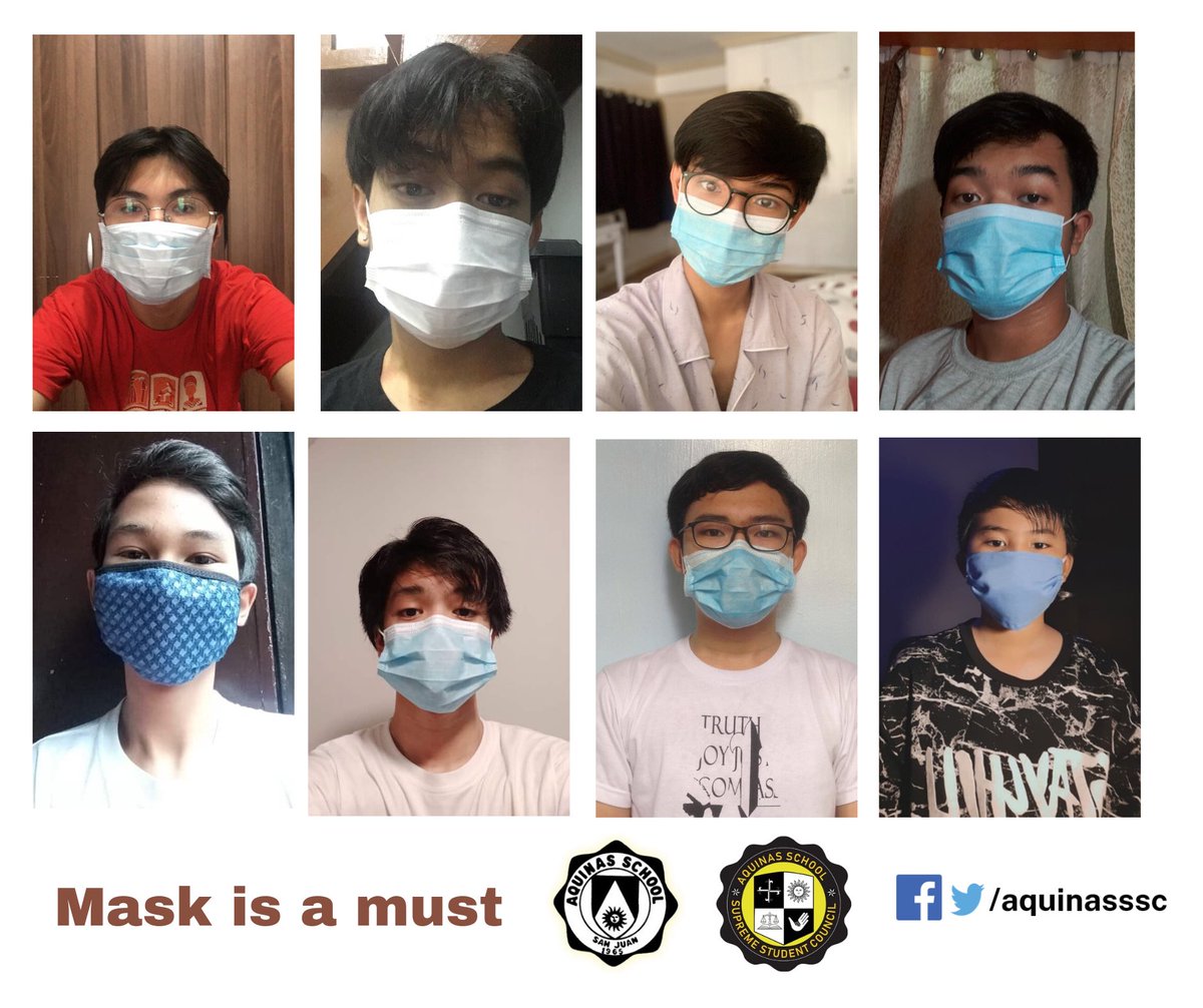 aquinasssc's tweet photo. Hello, Aquinians!

Just a quick reminder from your kuyas in the SSC to always wear a mask and stay safe! Together let us all do our parts in flattening the curve! https://t.co/9iD0zpbRWu