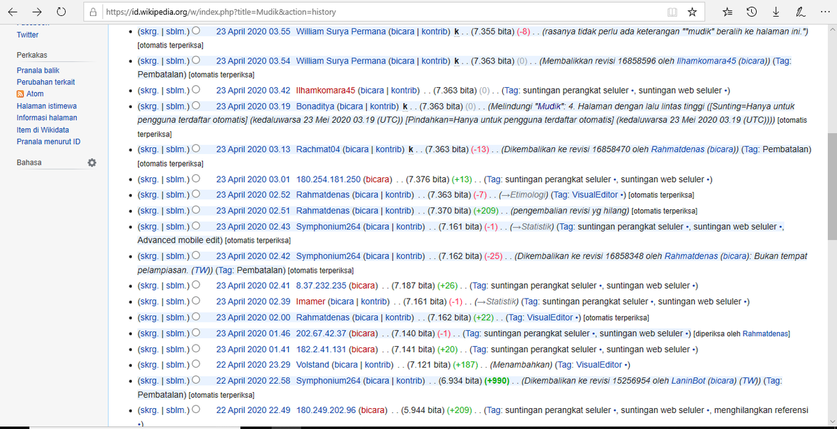 eef_heryanto's tweet photo. Hasil tangkapan layar Wikipedia Bahasa Indonesia. Lihatlah kelakuan para buzzeRp yang berkali2 berusaha mengubah definisi "mudik", menghilangkan frasa "pulang kampung" demi bayaran untuk membela kedunguan. @mas__piyuuu @AdhieMassardi @Mardigu_WP @MardaniAliSera https://t.co/113DlldZno