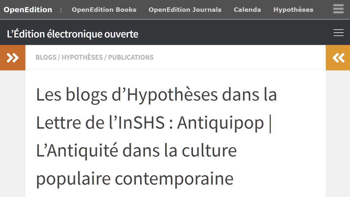 En 2019, Antiquipop a été l'un des "carnets à la une" de l' @INSHS_CNRS ! Retrouvez la présentation du carnet publiée dans leur lettre, puis sur Hypothèses :  https://leo.hypotheses.org/15461 