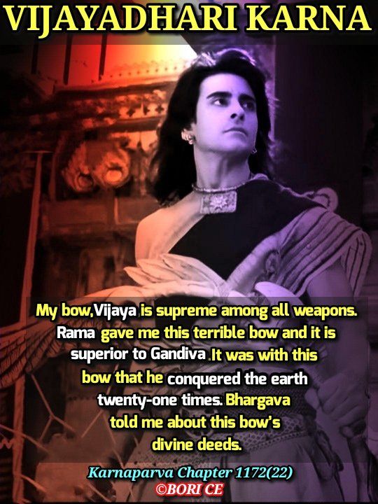 [12]  #Vijayadhari  #Karna. #Parashurama Used Same  #Vijaya Bow To Conquer The Earth 21 Times.Vijaya Superior To  #Gandiva.Arjuna Had The Big Advantage Of Gandiva Against Karna In His Previous Encounteres.But When Karna Started To Use Vijaya He Almost Destroyed Arjuna.