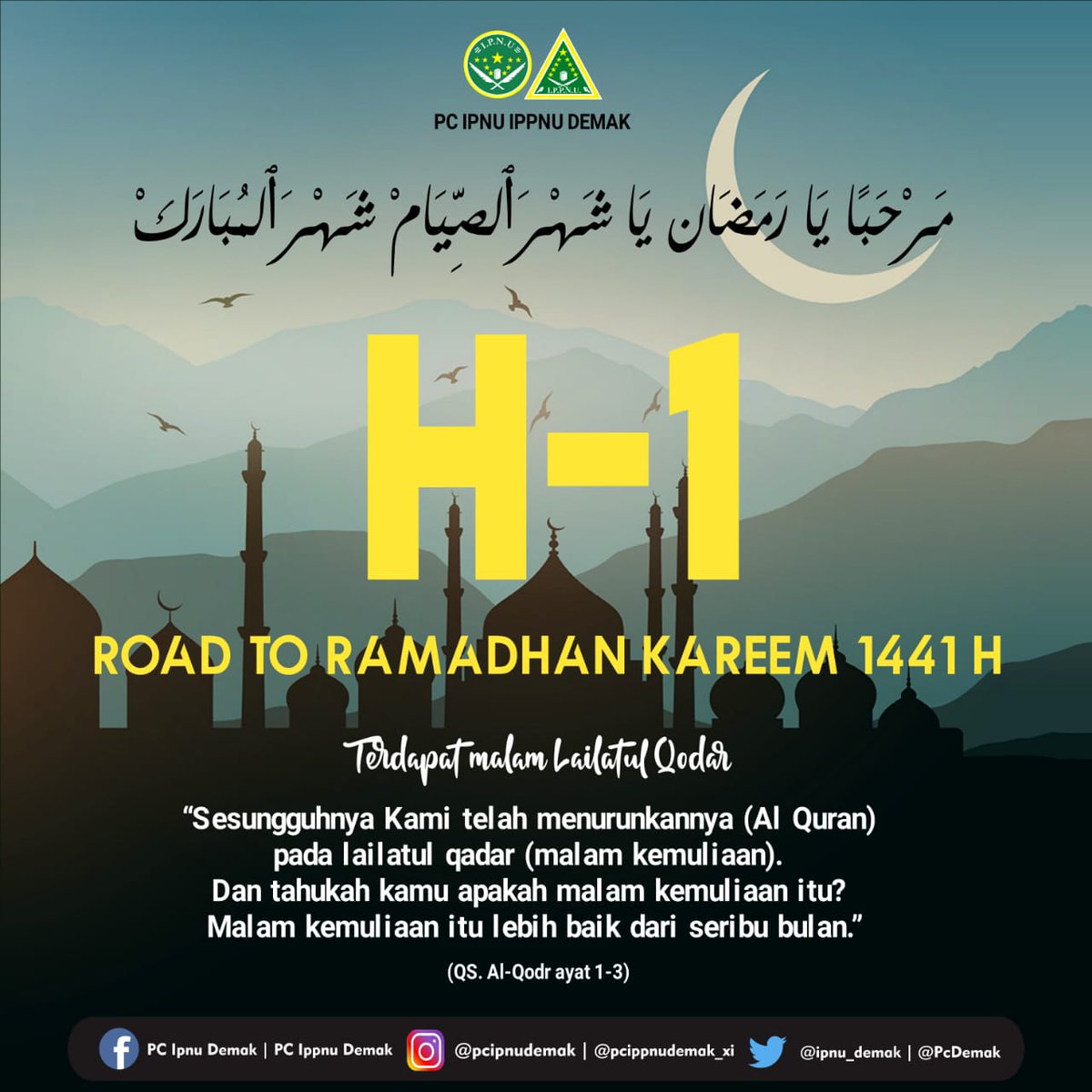 PCIPPNUKABDEMAK's tweet photo. Besok rekan rekanita. Bulan puasa datang, pikiran tenang, seperti berenang, hatipun senang. Welcome ramadhan.
Selamat menyambut Bulan Ramadhan rekan dan rekanita semua.....

#pelajarnudemak
#pelajar
#pelajarhitz
#pelajarnusantara
#pelajarkeren
#ipnuippnudemak
#ipnuippnujamannow https://t.co/EzCaA0eSsh