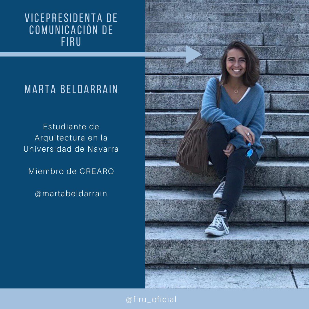 🔹CONOCE NUESTRA DIRECTIVA🔹
Marta - <a href="/martabeldarrain/">M. B.</a>- estudia Arquitectura en la Universidad de Navarra y es vicepresidenta de <a href="/crearq_es/">CREARQ</a>  “Los proyectos se construyen con el trabajo de muchas personas, por eso el reto es añadir nuestro ladrillo de la mejor manera posible”