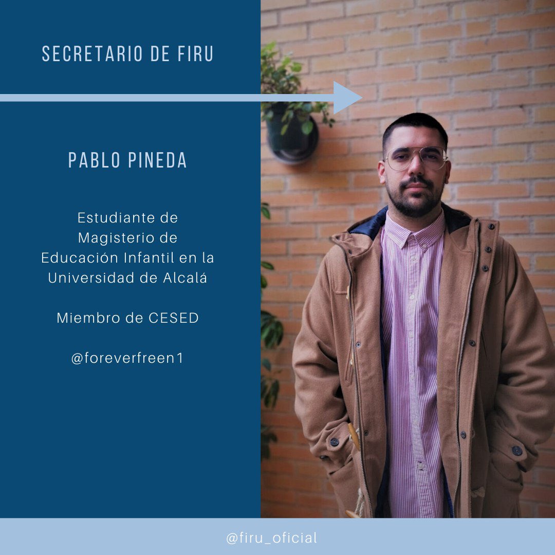 🔹CONOCE NUESTRA DIRECTIVA🔹 
Pablo - <a href="/PPbehappy/">Peping</a> - estudia Magisterio de Educación Infantil en la UAH. Es tesorero de <a href="/cesed_/">V</a> y Delegado General de la @DelegEduca - “La educación es el arma más poderosa que puedes usar para cambiar el mundo"