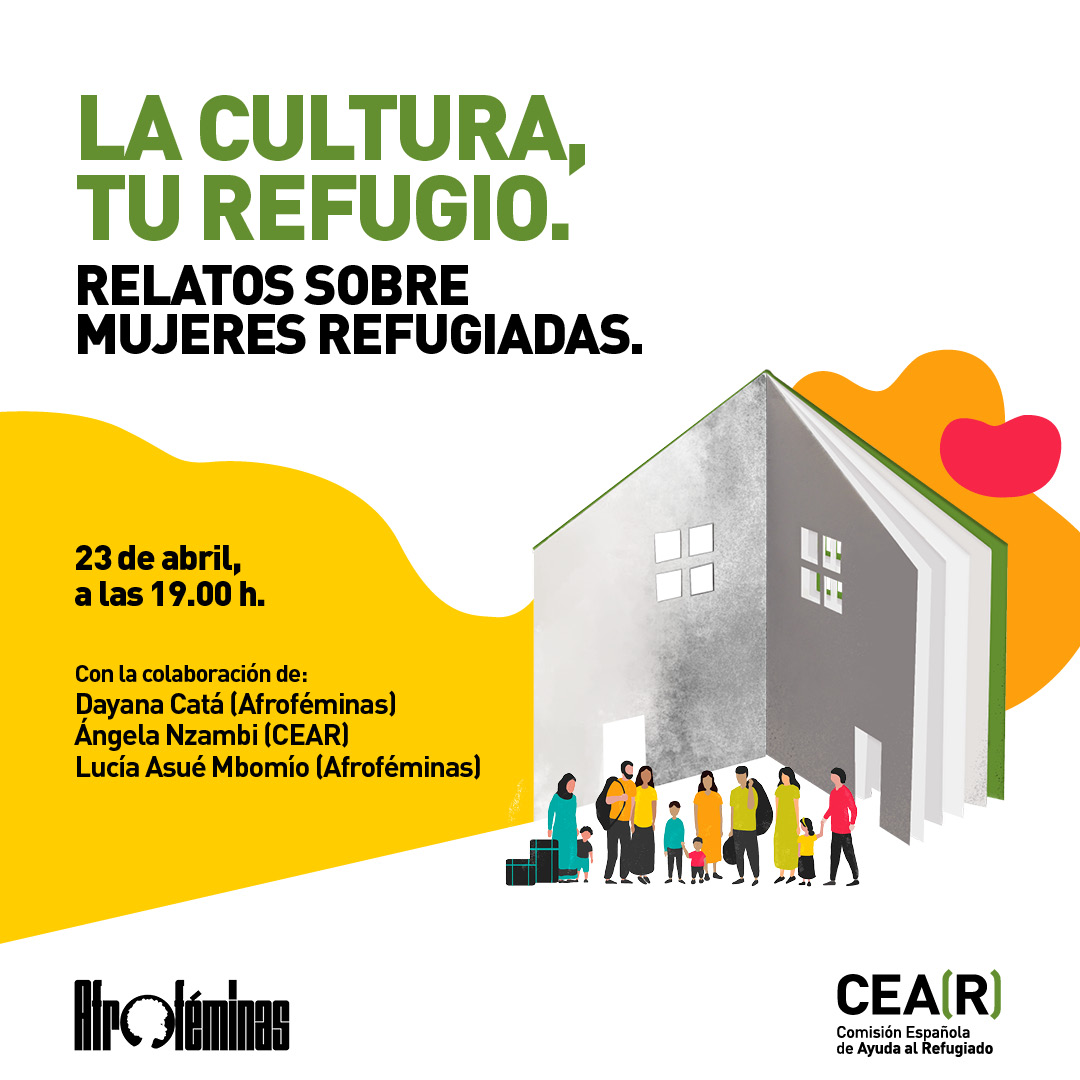 📚 Os recordamos que esta tarde, con <a href="/Afrofeminas/">Afroféminas</a>, conectamos en directo con tres autoras que nos traen relatos de mujeres refugiadas.

🌹 Dayana Catá 
🌹 Ángela Nzambi
🌹 Lucía Asué Mbomío
 
¡Apúntate! 👉🏽 bit.ly/RelatosRefugia…

#LaCulturaTuRefugio #DíaDelLibro #23deAbril