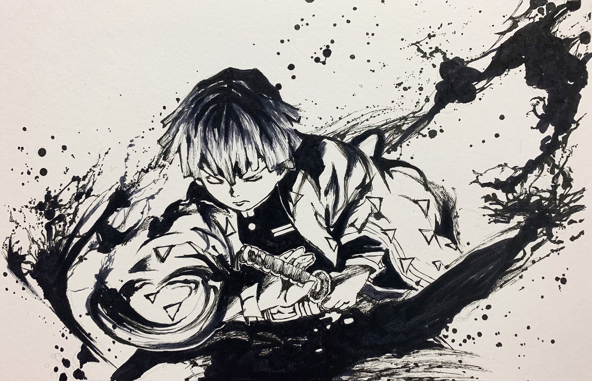 Twitter 上的 Ico 我妻善逸 描いてみた 我妻善逸 鬼滅の刃 模写 アナログイラスト 筆ペン 3時間 T Co 9aqzvem5x7 Twitter