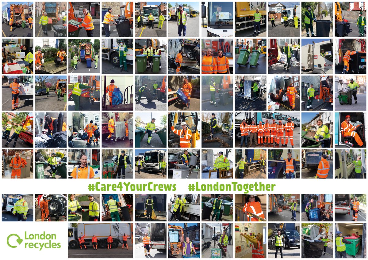 Today we celebrate the amazing people who work in waste! From bin collection crews to street cleaners to office staff &amp; everyone else behind the scenes. Thank you (from a safe distance) for keeping our services running. Share this post to show you #Care4YourCrews #LondonTogether