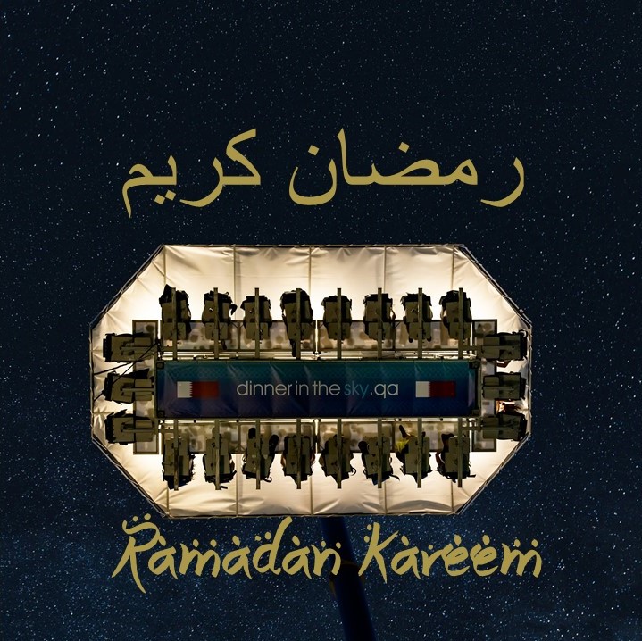 DITS_qatar's tweet photo. Despite the unusual circumstances we find ourselves in, we hope you all enjoy a wonderful holy month of Ramadan. Stay home and stay safe. Dinner in the Sky team wishing you a joyful and blessed Ramadan! 
#dinnerinthesky #dinnerintheskyqatar #ditsqa #ramadan #qatar #doha https://t.co/cBNK1U3wTz