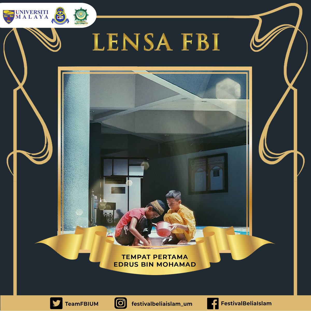 TeamFBIUM's tweet photo. [PERTANDINGAN LENSA FBI '20]📸

Tahniah diucapkan kepada pemenang TEMPAT PERTAMA Pertandingan Lensa Festival Belia Islam 2020 yang bertemakan 'Takriimul Hubb' iaitu saudara EDRUS BIN MOHAMAD.🎉 https://t.co/ZyIEp2nH5Z