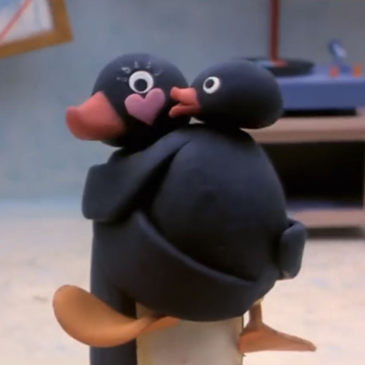 daily pingu: thursday !!!!! i know this is pingu and his mumma but this is gonna be me to my friends when lockdown finally ends in like 5 years also just a cute pic
