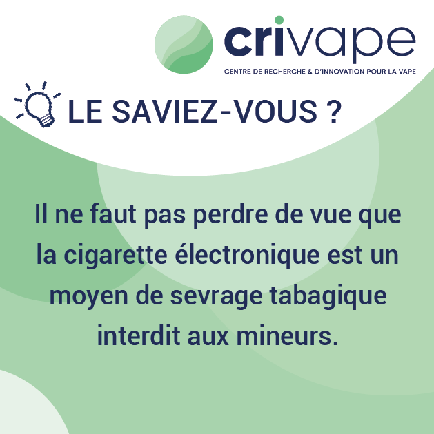CRIVAPE1's tweet photo. En Europe, en France, la commercialisation des e-liquides et du matériel de vapotage se fait dans un cadre défini selon une réglementation très stricte. Cela inclut notamment l’interdiction de vendre des produits du vapotage à des mineurs. https://t.co/2flNpCE1ct