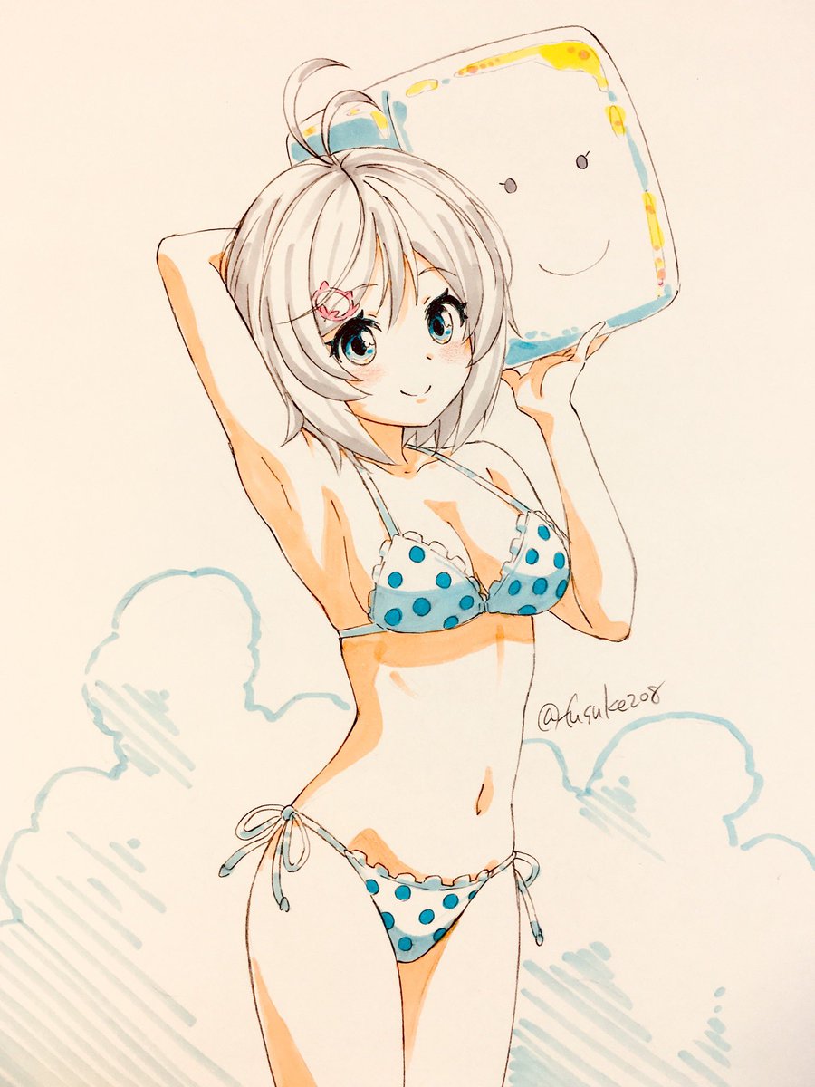 レム(リゼロ) 「温水プールもあるんだし水着絵は年中描いてもいいって有識者が #あったかくなってき」|ふうすけのイラスト