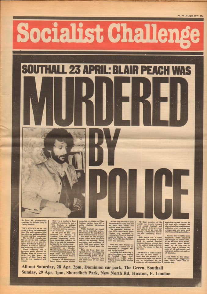 41 Years on and still no justice. Remembering Blair Peach who was killed during the Southall riots.