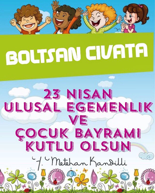 BoltsanC's tweet photo. 23 nisan Ulusal Egemenlik ve Çocuk Bayramımız kutlu olsun 😊
#23NisanKutluOlsun #23NisanUlusalEgemenlikveCocukBayramı #23nisan2020 #UlusalEgemenlik #cocukbayramı #boltsancivata #boltsancivatahırdavat https://t.co/pKKOruzMtj