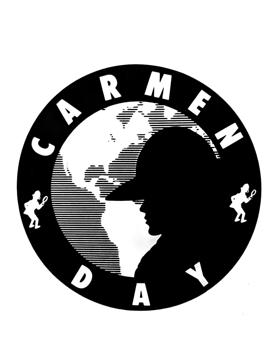 The North Dakota teachers imitated the Carmen Day sticker for their internally-made materials, but couldn't get the face quite right. They also kept the border edge even though it didn't really make sense design-wise.
