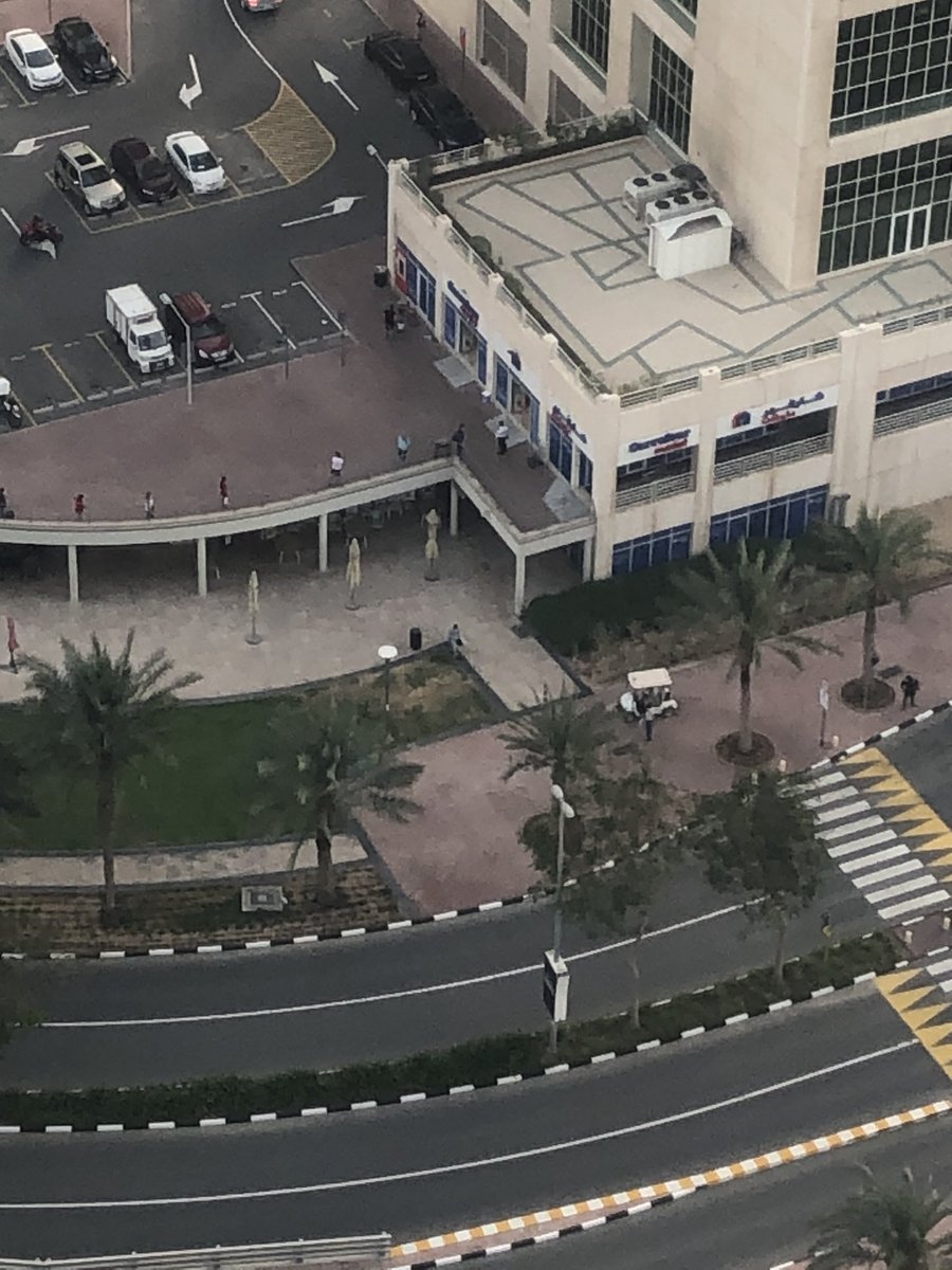 jeminyorkshire's tweet photo. Watching police man in golf cart check people’s permits is the highlight of this week’s balcony watch! #dubailockdown #lockdown2020 https://t.co/eK4jxVUKzL
