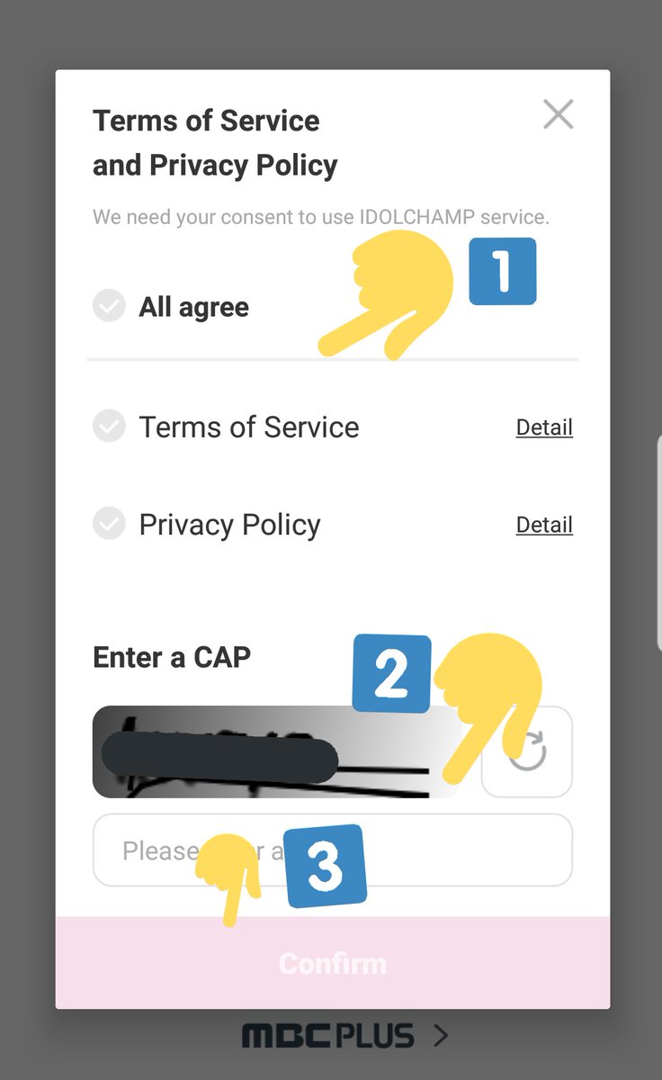 2. Setup: create an account choosing one of the SNS options (Google, FB, etc.)3. Agree to the Terms of Service & Privacy Policy (will need to enter a CAP)