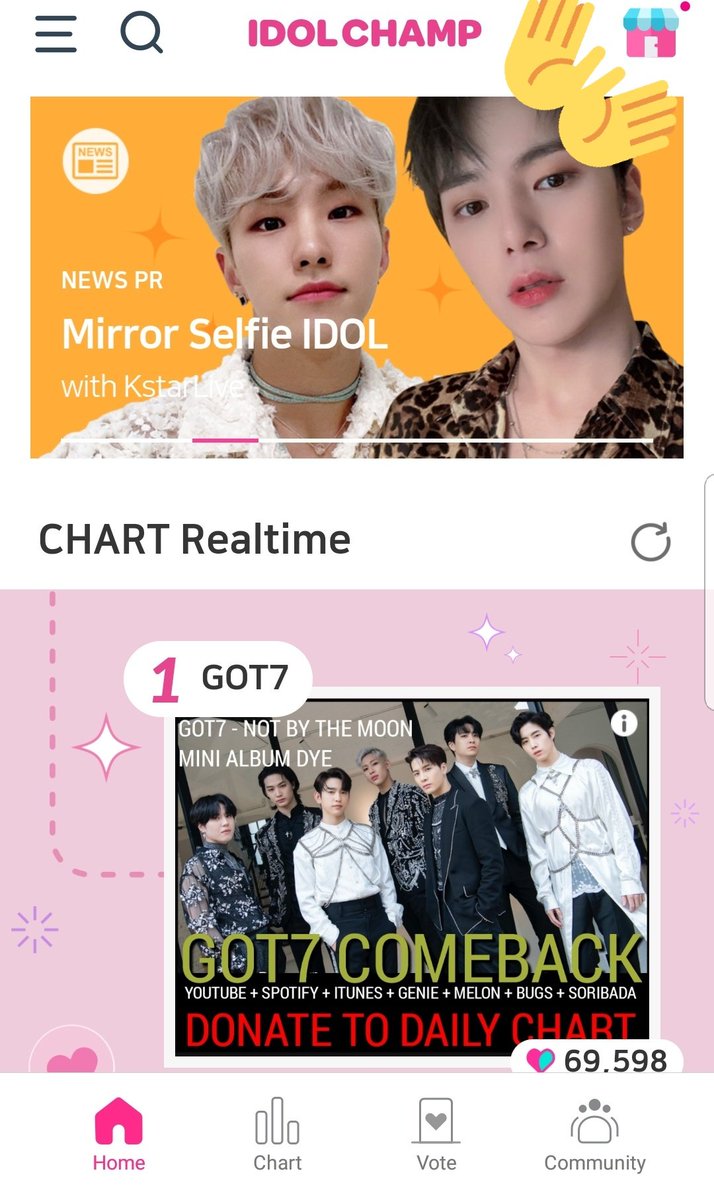 Click on "IDOLCHAMP Shop" and it will lead you to their store where you can collect 3x "" by watching an ad (limited amount) or "" by completing missions or buying them. You access the shop otherwise by pressing on the shop icon.