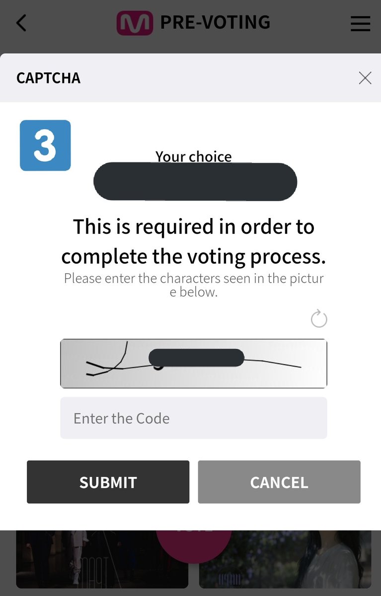 4. Pre-Voting: Click on the side menu and click on "Pre-Voting" (1). When the voting period starts MX album will be there, click and vote for it. (2)5. Finish: Enter a Captcha and complete your action to be able to validate your vote. (3)