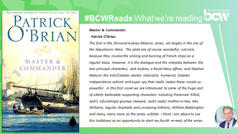 Book recommendation : Nicholas Lunt  @NJL48Master and Commander by Patrick O'Brian #worldbookday2020   #BCWReads 