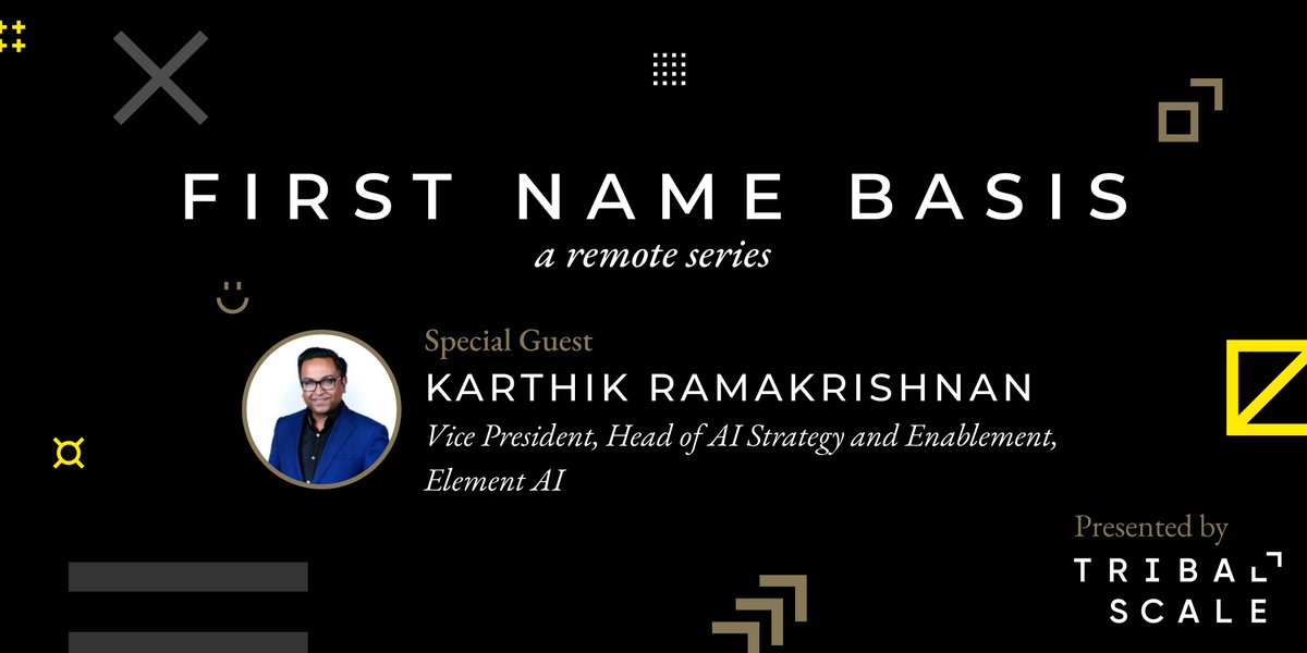 TribalScale's tweet photo. Make sure to join us live on YouTube &amp; Insta today 5 PM EDT to listen to an engaging convo on AI. Our guest for #FirstNameBasisPodcast is @_kramki, VP, Head of AI Strategy &amp; Enablement @ElementAI with @SheetalJaitly  https://t.co/qwMTrZvjLZ [this is link to Sheetal's insta] https://t.co/Upo7jFq3jy