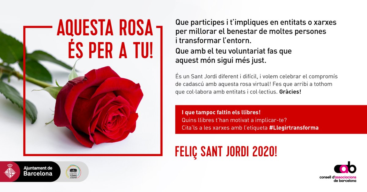 tjussana's tweet photo. Aquesta rosa és per a tu! Per a totes les persones que feu possible l'acció col·lectiva i voluntària sense ànim de lucre. Gràcies! Que arribi a tothom! 

Ah! Busquem llibres que motivin a implicar-se i a l'acció col·lectiva i transformadora! Recomaneu-ne amb HT #Llegirtransforma https://t.co/45nvpvpVMf