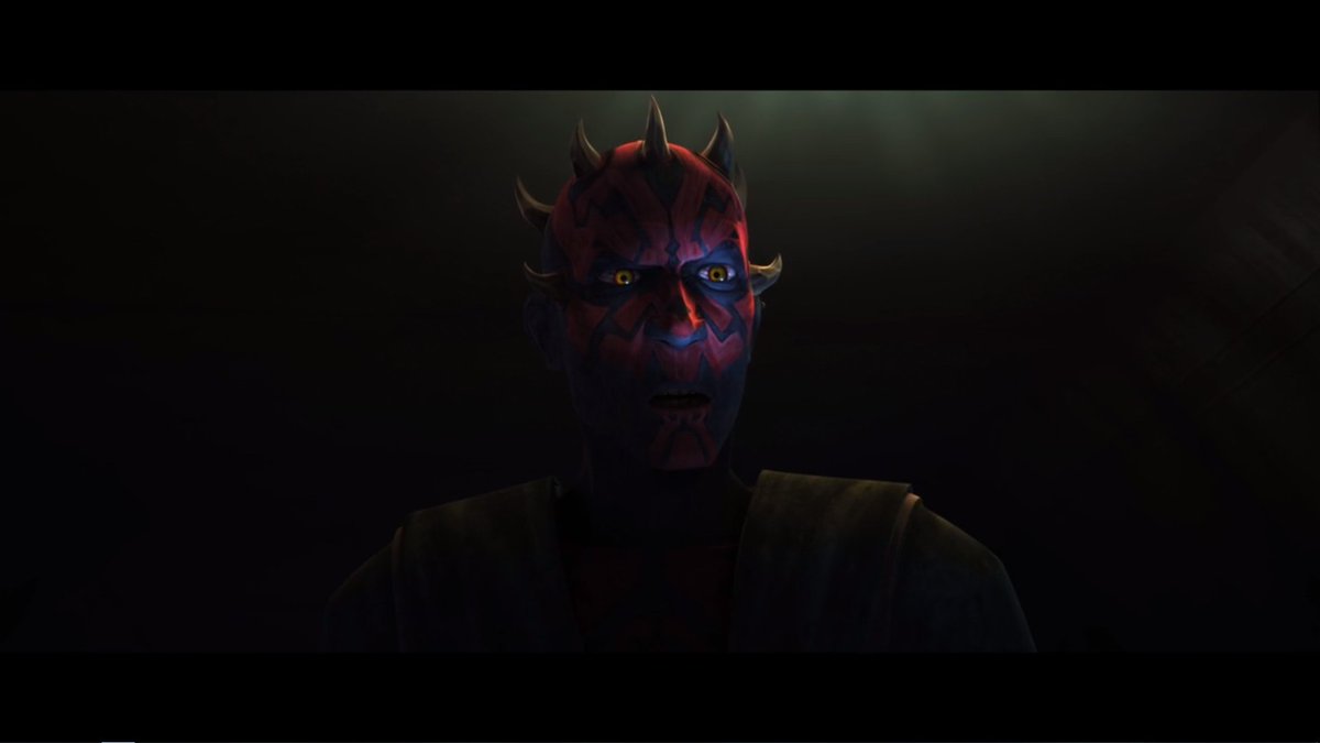 That's better but still not great.In that TCW episode, the area around Maul's eyes is brighter due to the light cast by Ahsoka's lightsaber. Let's try and replicate that look.