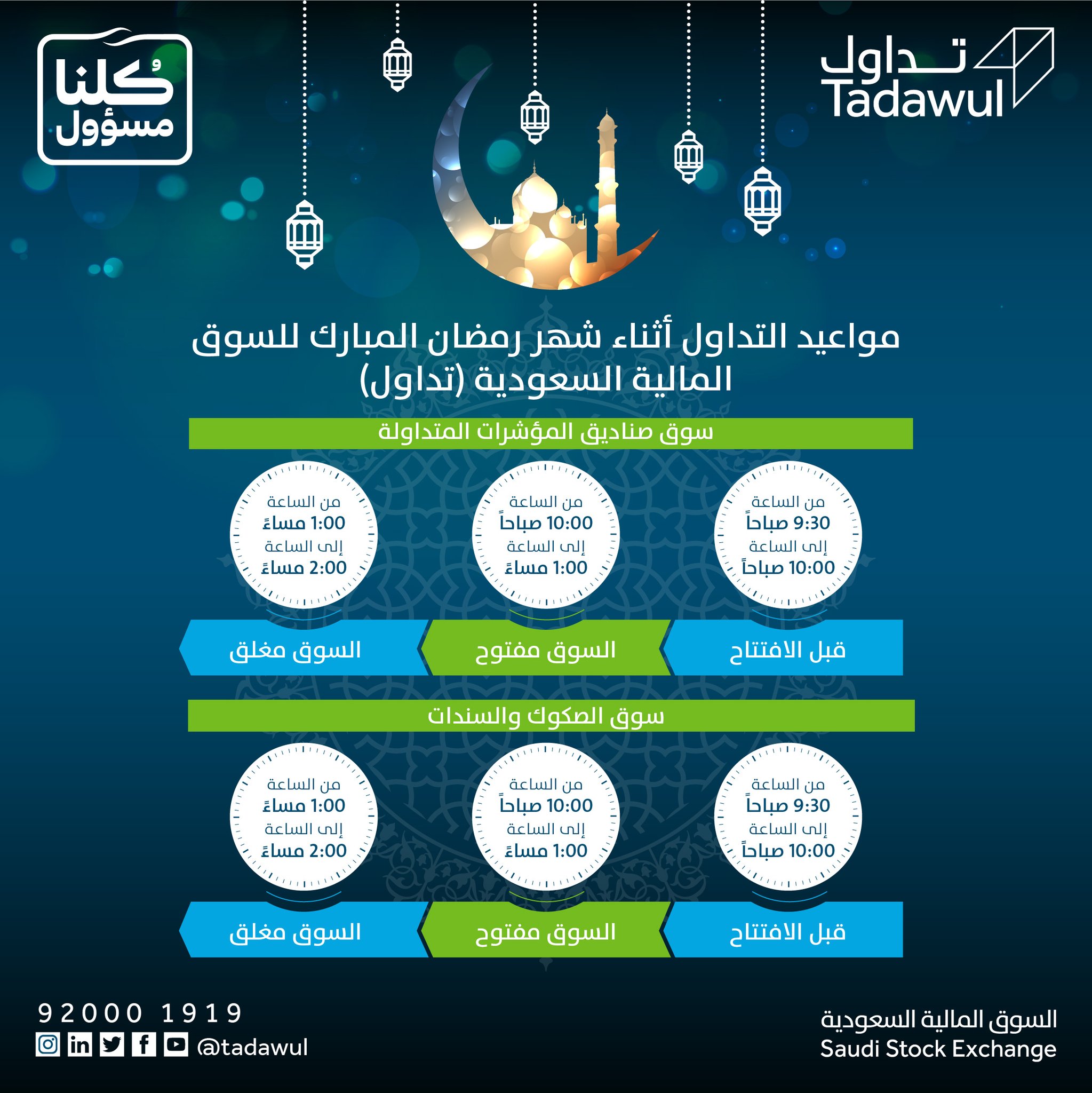 Tadawul تداول On Twitter مواعيد التداول أثناء شهر رمضان المبارك للـسوق المالية السعودية تداول رمضان مبارك