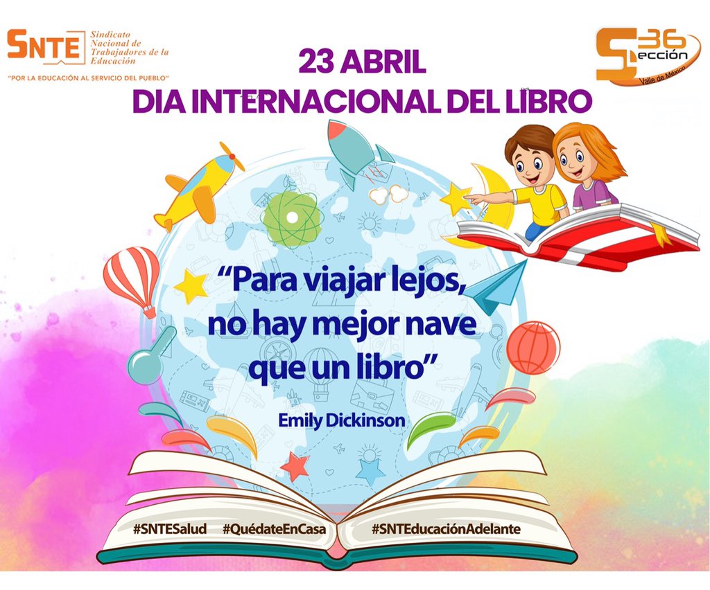Seccion36Ofic's tweet photo. Para viajar lejos, no hay mejor nave que un LIBRO, #DíaInternacionalDelLibro2020.
@Secretario_36 #RVC #CES36

#ConPasoFirmeYUnidos
#PalabraDeMaestro
#QuédateEnCasa https://t.co/i6KkHLhNQw