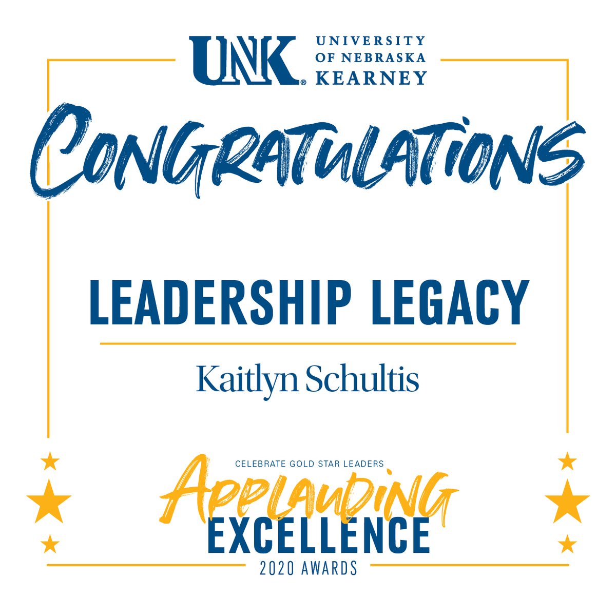 2020 Applauding Excellence Awards
Leadership Legacy
<a href="/KatieSchultis/">Katie Schultis, MD</a> – <a href="/UnkCsf/">UNK CSF</a> 

Read Katie's nomination: ow.ly/rfUM30qA8Xw