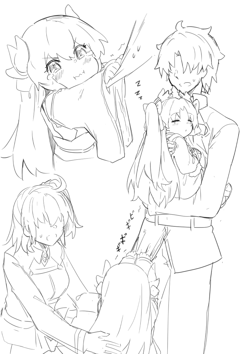 さっきいっぱい抱っこしたのに
ほかの子(ちびエレシュキガルちゃん)を抱っこをしたらまた抱っこを欲しがるちび清姫ちゃん

代わりにぐだ子が抱っこする( ˘ω˘ )

#清姫
#エレシュキガル 