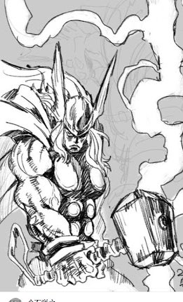 Thor dessiné par Hiroyuki Imaishi (GurrenLagann, Promare...)