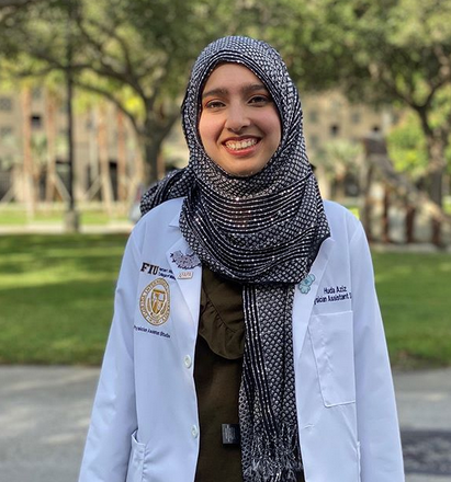 DrSteveMed's tweet photo. Huda Aziz, #PAS - #PAStudent of the Month! ✨ Learn a little more about Huda & why she chose @FIU @FIUMedicine #FIUPA #MPAS #PhysicianAssistant Program! Congratulations Huda! #PantherPride #PantherPA https://t.co/gD7H7mL6bH