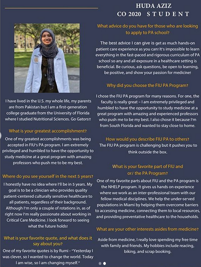 DrSteveMed's tweet photo. Huda Aziz, #PAS - #PAStudent of the Month! ✨ Learn a little more about Huda & why she chose @FIU @FIUMedicine #FIUPA #MPAS #PhysicianAssistant Program! Congratulations Huda! #PantherPride #PantherPA https://t.co/gD7H7mL6bH