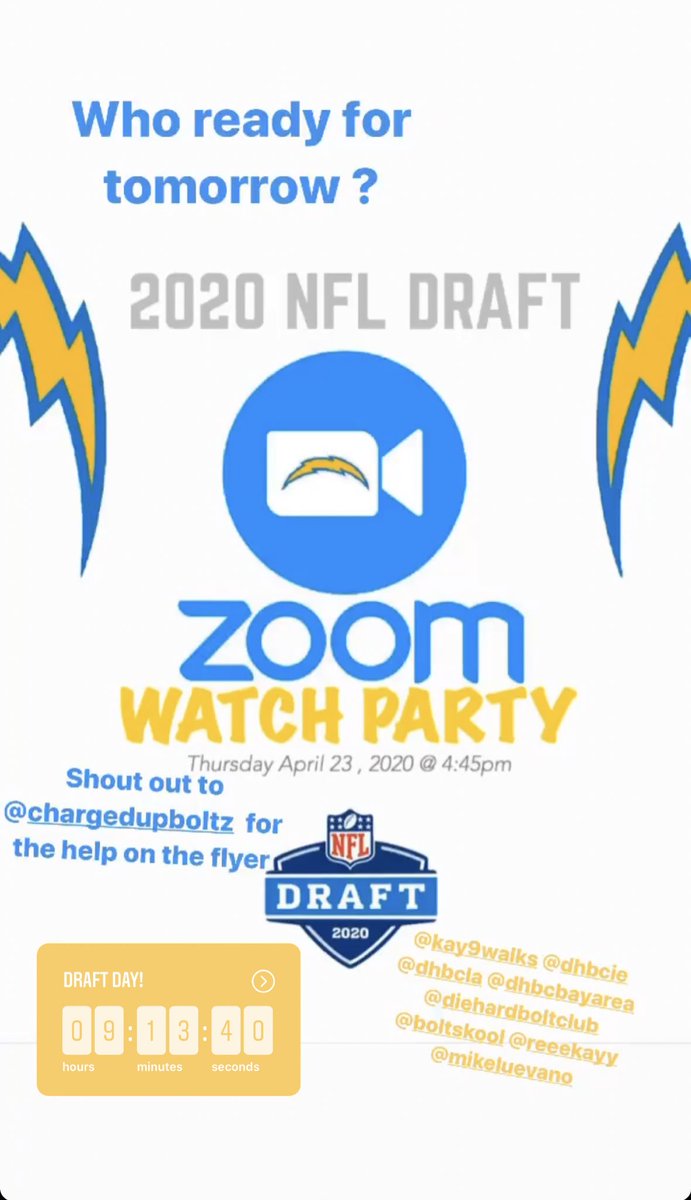 We are now 9 hours away let’s go @Chargers <a href="/diehardboltclub/">#DHBC</a> @dhbc_ie @dhbcla <a href="/DhbcOc/">DHBC Orange County</a> <a href="/DHBCLV/">DHBC Las Vegas</a> @DHBCBayArea <a href="/boltskool/">Boltskool</a> im excited to join this draft party with family and friends I’ll get to meet some of y’all finally make sure you’ve gotten the link from me ⚡️