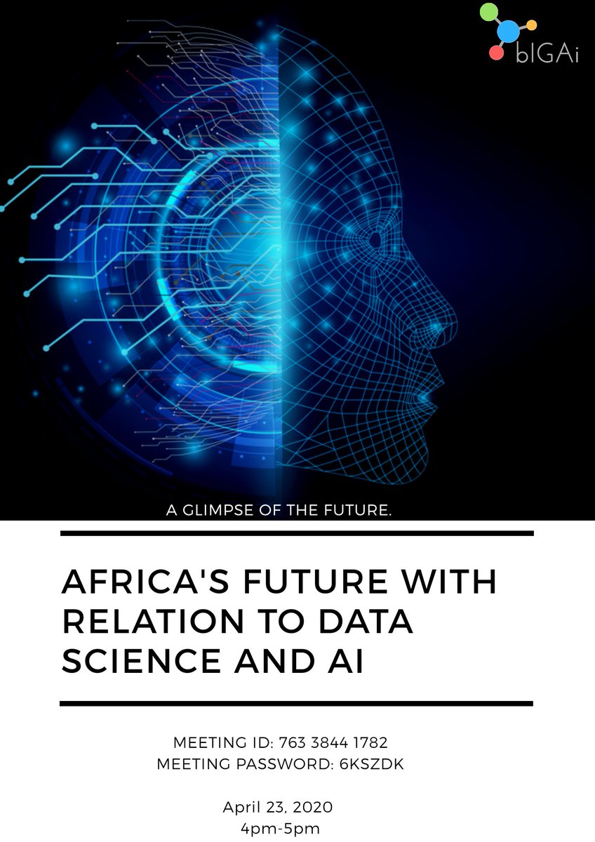BigDataAiKenya1's tweet photo. Join as today as we have our first online event.
We will discuss on the importance of Ai in the African economy.. how to start on Ai... and much more.
See you then🔥🔥💪💪
#healthyAi #bigdata #machinelearning #datascience https://t.co/dO1m1RMeAA