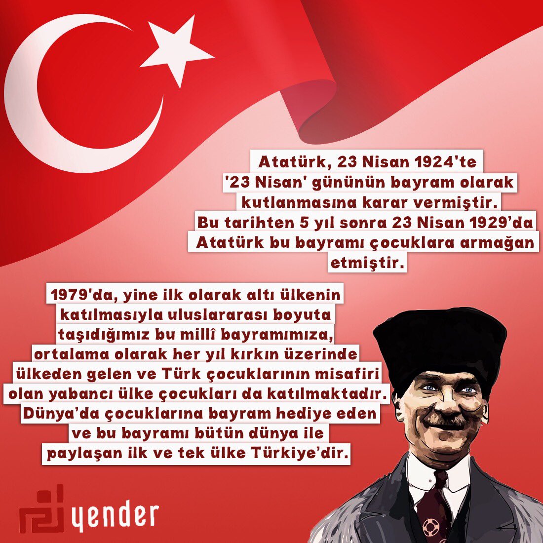 tryender's tweet photo. ”Yarının teminatı olan çocuklarımıza yarının gözüyle bakalım ki yarınlarımız aydınlık olsun 23 Nisan Ulusal Egemenlikve Çocuk Bayramınız Kutlu Olsun.” #23NisanKutluOlsun #23NisanUlusalEgemenlikveCocukBayramı #bayram https://t.co/igjri1rJEh