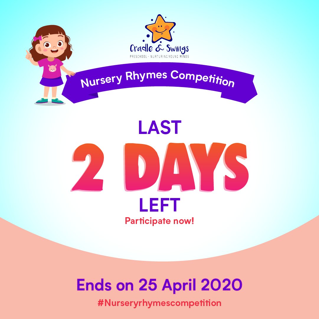 cradleandswings's tweet photo. Contest Alert!
Last 2️⃣ days left for the contest to close
#2daysleft #contrestalert #contest #contest2020 #cradleandswings #poemsandprosescontest #poemcontest #poetrycontest #potery #poem #kids #parents #quarantinechallenge #quarantinecontest #quarantinecontestalert https://t.co/d6FZMSbOzA