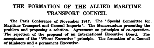Like Clementel, Salter also brings up the December Paris Conference is the negotiations that achieved American buy-in and created the AMTC