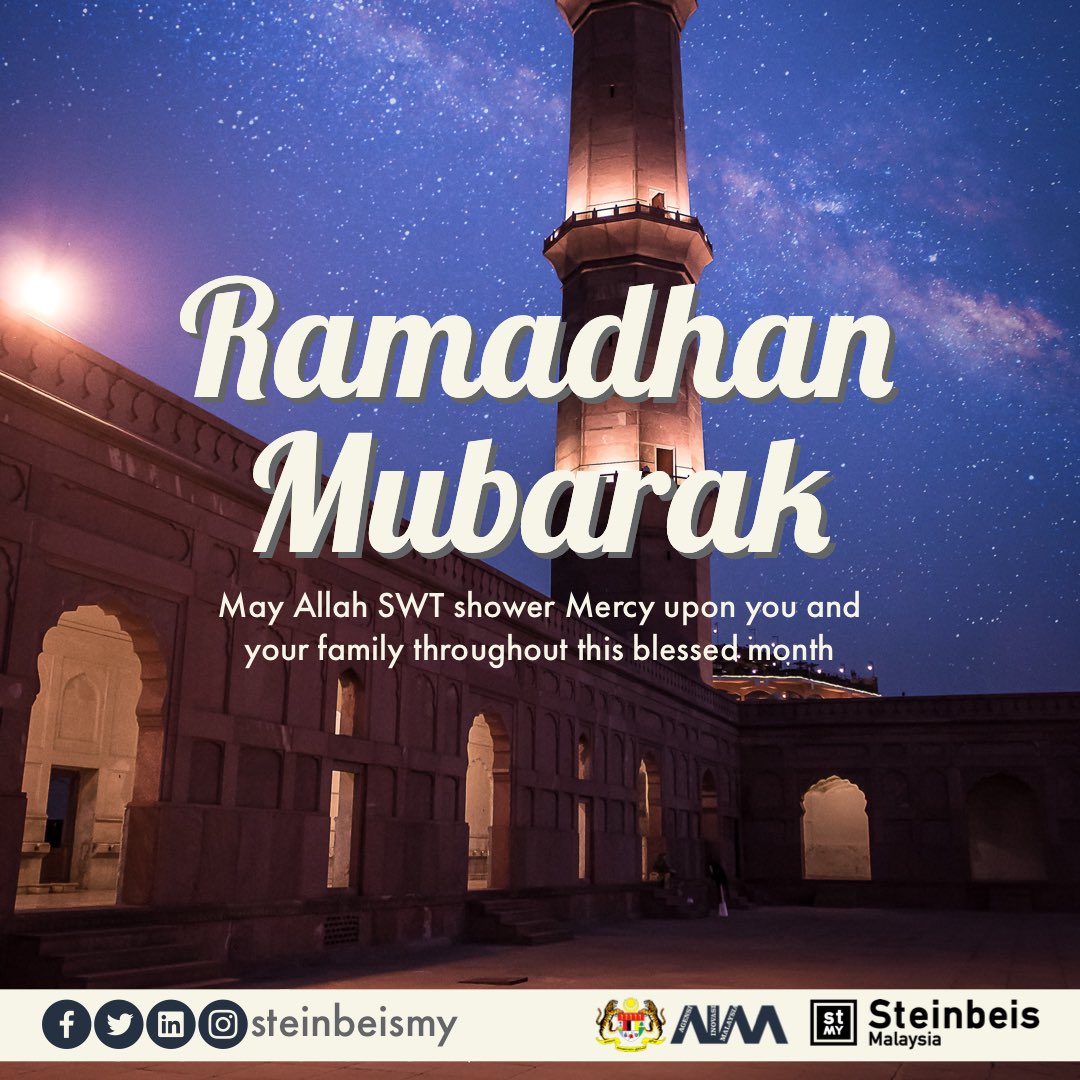 steinbeismy's tweet photo. May we learn to have more faith, forgiveness and charity throughout this blessed month and beyond. Happy fasting to our Muslim brothers and sisters and to all Malaysians, be safe.

#RamadhanMubarak
#SelamatBerpuasa
#KitaMestiMenang 
#KitaJagaKita

#steinbeisMY
#inovasiMY https://t.co/q7fJHKN6lm