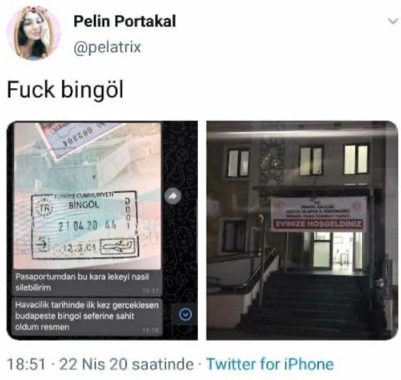 mahajansi's tweet photo. Koronavirüsten dolayı Türkiye’ye gelmek için kendisi başvuruyor.

Macaristan'dan Bingöl'e getirilerek karantinaya alınıyor.

Gelir gelmez ilk işi Bingöl’e küfür etmek oluyor.

Sen Yado çeşmesine, Adalara, Bingöl dağlarında açan nevruza kurban ol emi..

Yüzsüz!

#pelinportakal https://t.co/sh7LoZHlwy
