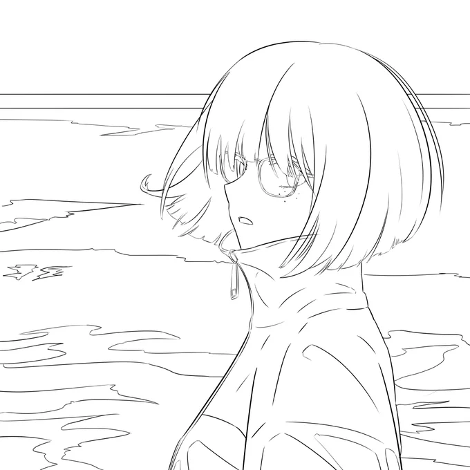 進捗線画。
落書きのつもりが本格的な絵になっていくのはあるある。 