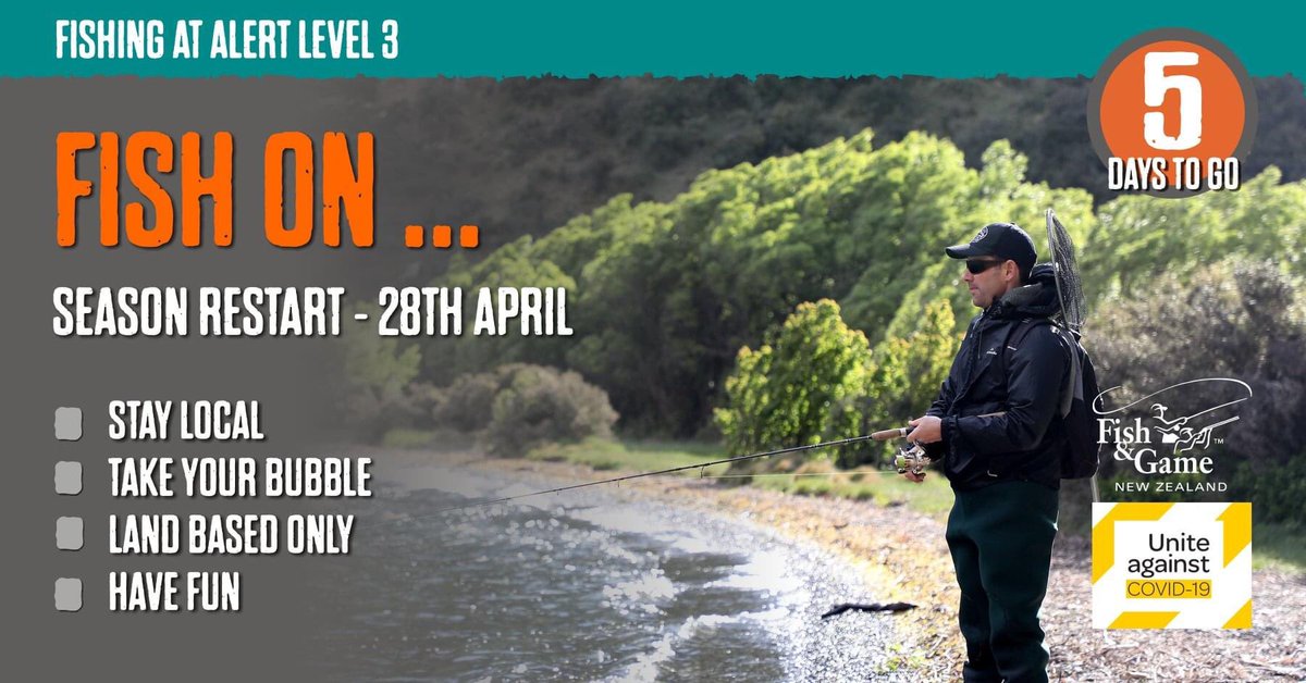 Now here is something to get excited about. By Tuesday we will be out of level 4 and you can add local fishing to your outdoor activities...