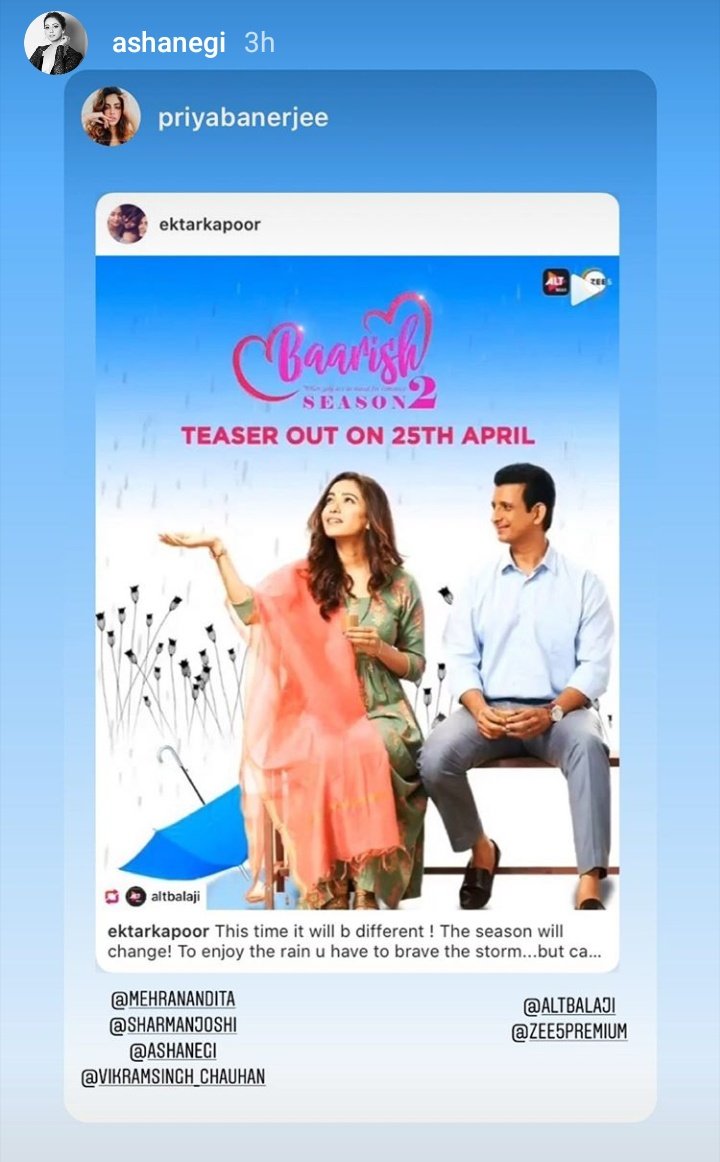 AshVikLand's tweet photo. #AshaNegi Instagram Story Update ❤️

#Baarish #Gauravi 🌸 https://t.co/eYaNRTg2PP