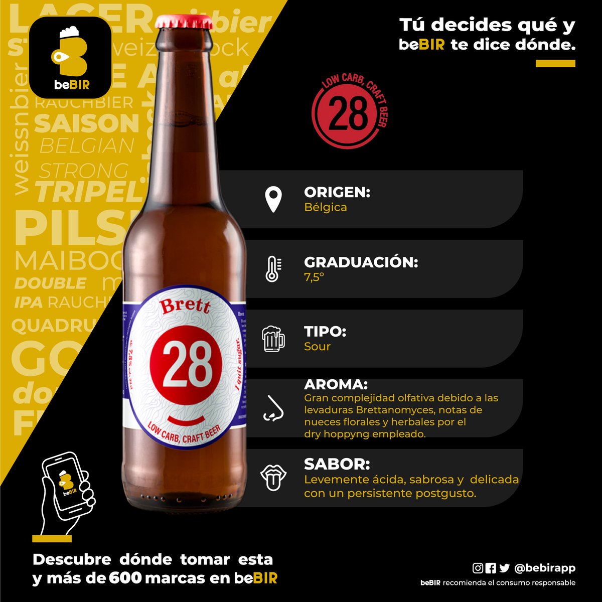 bebirapp's tweet photo. Descubre la cerveza cerveza #28iberica
Brett 28 y más de 600 #cervezas en @bebirapp
👉Te contamos:
📍Origen 📶Graduación 🍺Tipo 👃Aroma 👅Sabor
#beBIR #app #cerveza #cervezaartesanal #glutenfree #singluten #billar #beer #ipa #lager #craftbeer https://t.co/hTkxmh8t68
