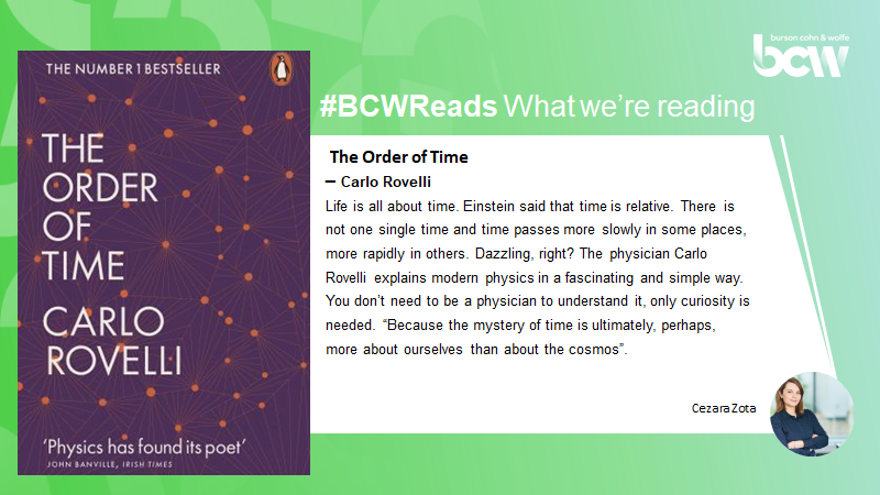 Book recommendation :  @cezarazotaThe Order of Time by  @carlorovelli  #worldbookday2020   #BCWReads 