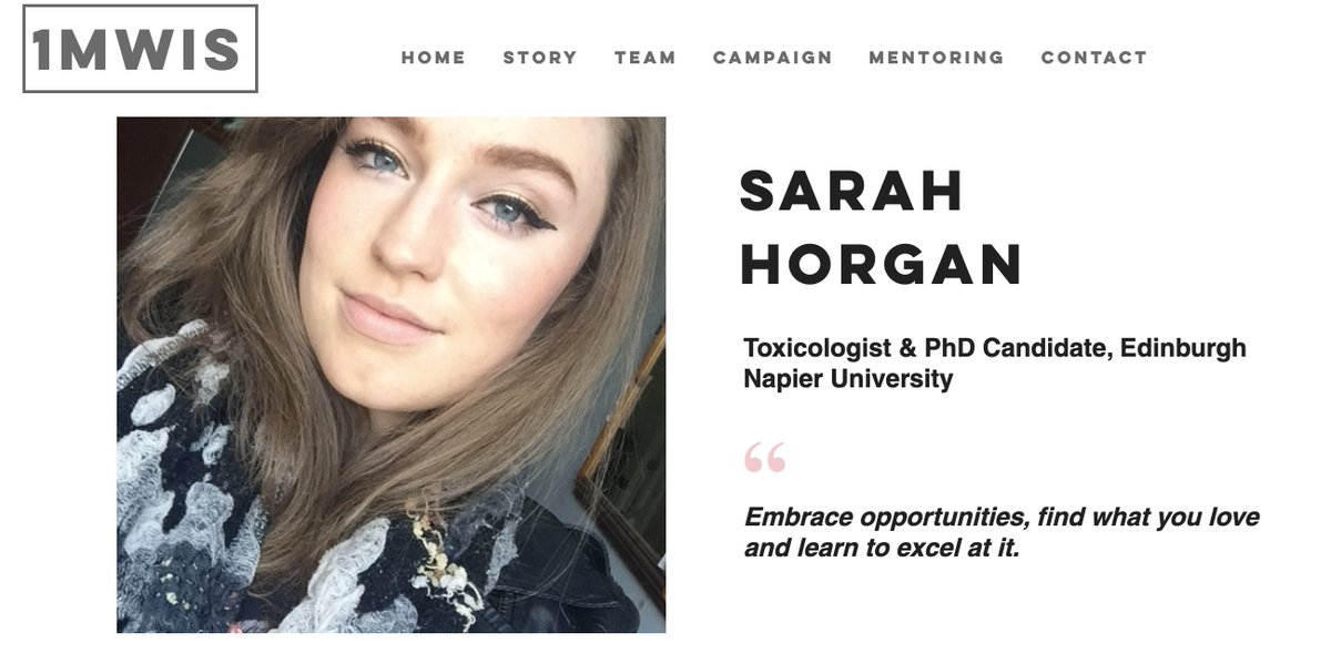 THREAD 31/51 Hey Sarah Horgan - a toxicologist & PhD candidate - evaluating the potential adverse effects of different chemicals & substances. She reminds us our failures makes us stronger & is a brilliant role model!Ft & thx  @SarahLouHorgan  http://www.1mwis.com/profiles/sarah-horgan