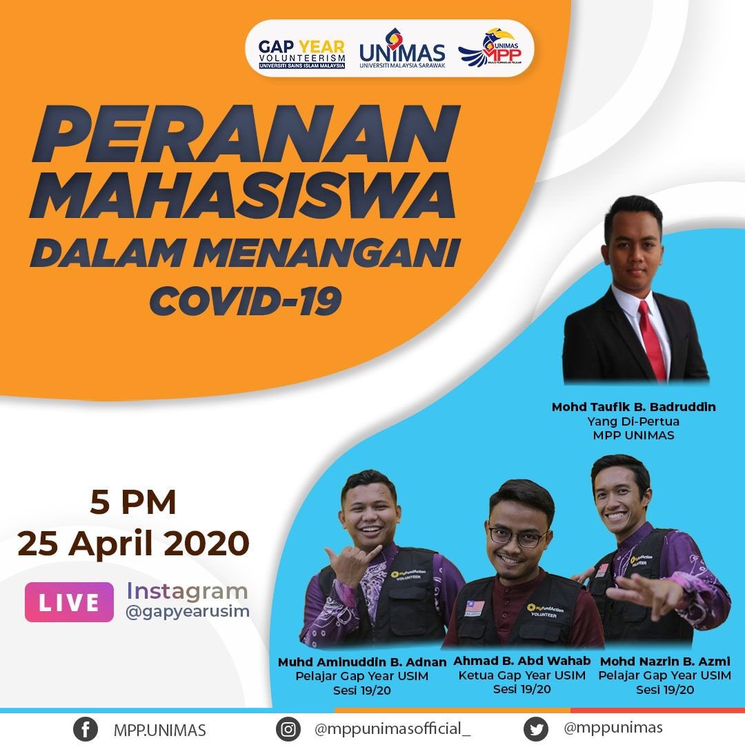 GapYear_USIM's tweet photo. Stay Tuned Guys .
Peranan Mahasiswa Dalam Menangani Covid 19 😊 https://t.co/Jz7YTE7ZHe